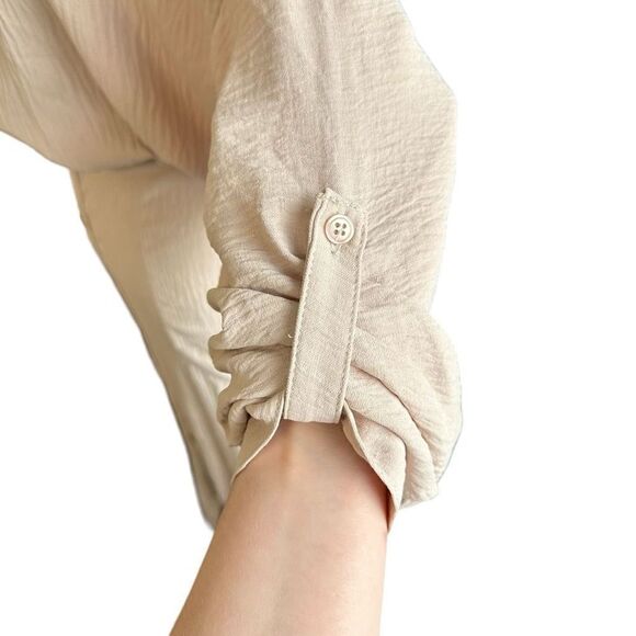 NWT Max Studio Career Button Front Midi Shirt Dress Papyrus L - Picture 5 of 9